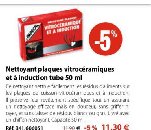 nettoyant plaques vitrocéramiques et à induction tube 50 ml