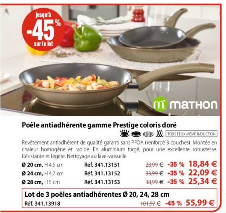 poêle antiadhérente gamme prestige coloris doré