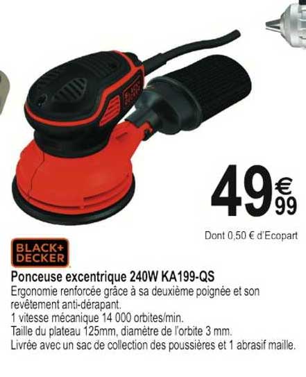ponceuse excentrique 240w ka199-qs black+decker
