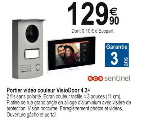 portier vidéo couleur visiodoor 4.3+ scs sentinel
