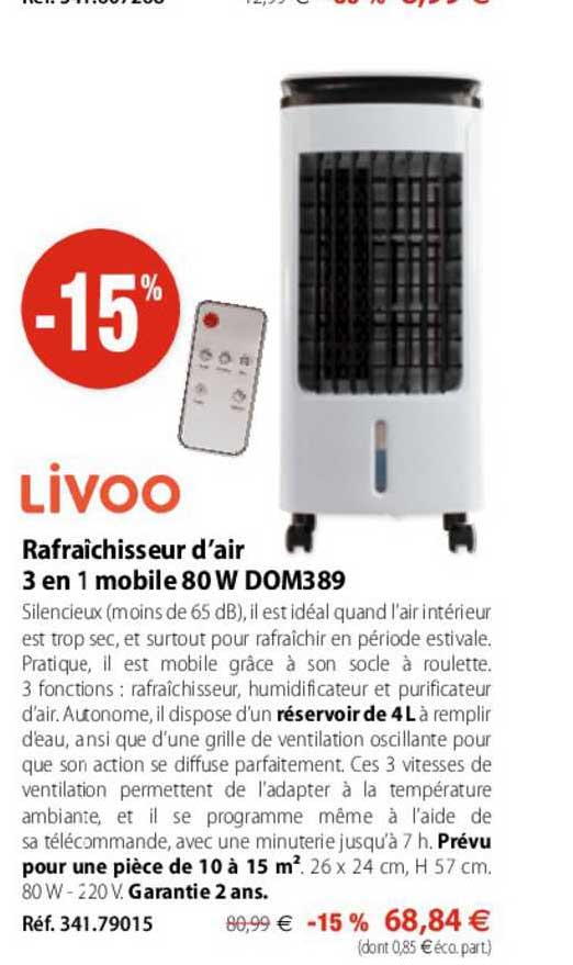 rafraîchisseur d'air 3 en 1 mobile 80 w dom389