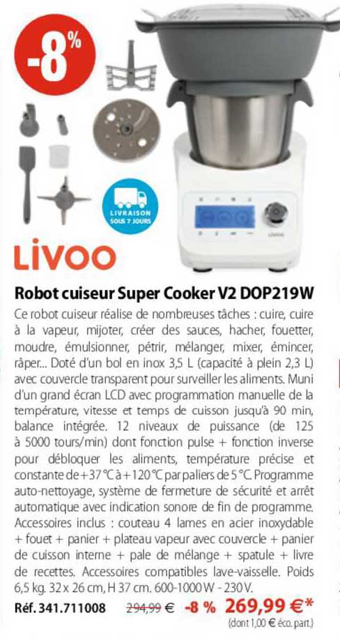 robot cuiseur super cooker v2 dop 219w