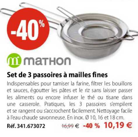 set de 3 passoires à mailles fines