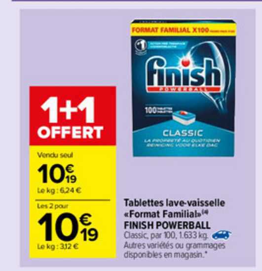 tablettes lave-vaisselle «format familial» finish powerball