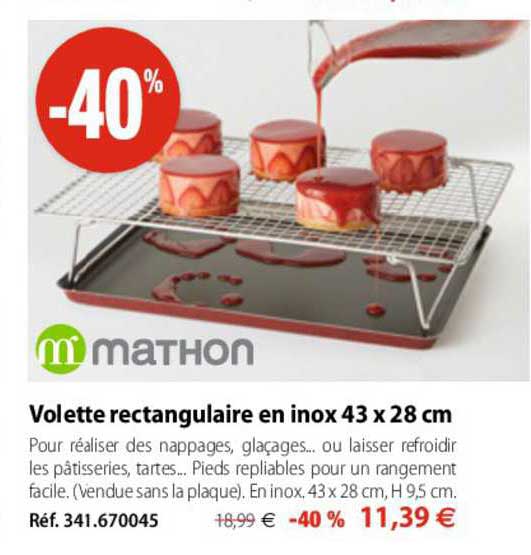 volette rectangulaire en inox 43 x 28 cm