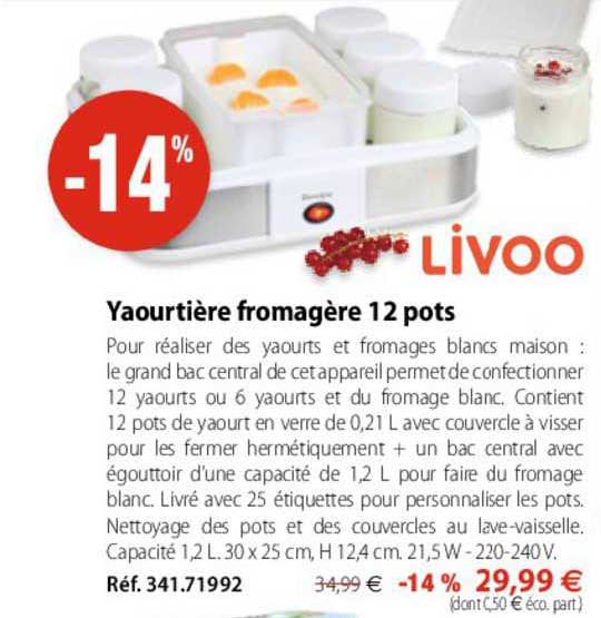 yaourtière fromagère 12 pots livoo