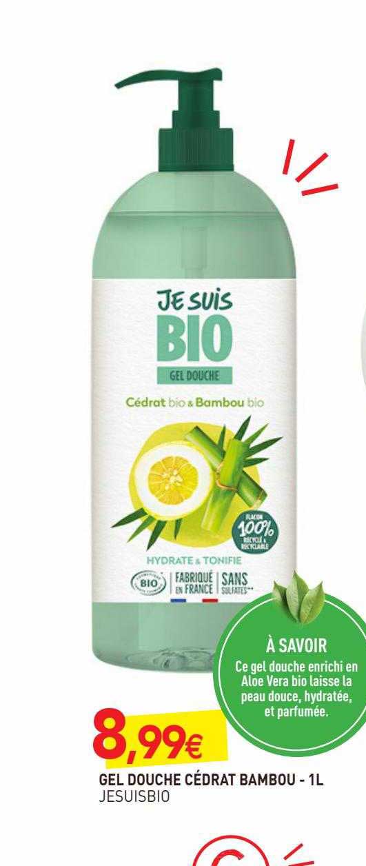 gel douche cédrat bambou - 1l je suis bio