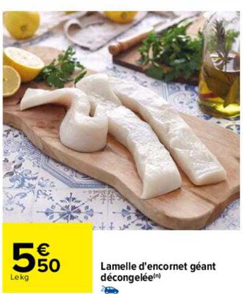 lamelle d'encornet géant décongelée
