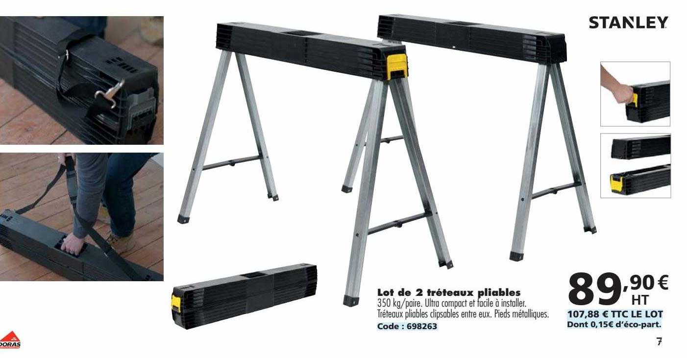 lot de 2 tréteaux pliables stanley