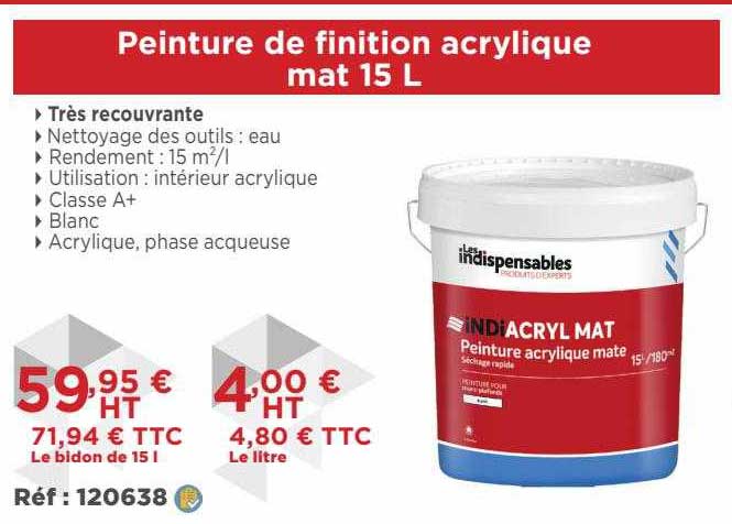 peinture de finition acrylique mat 15l