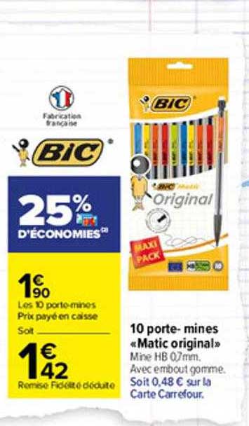 10 Porte-mines «matic Original» Bic