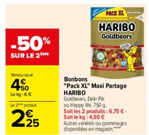 bonbons "pack xl" maxi partage haribo