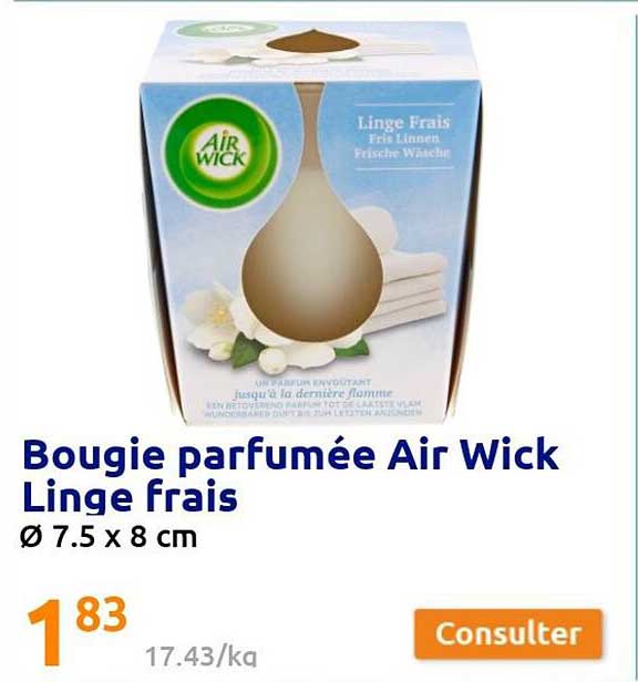 bougie parfumée air wick linge frais