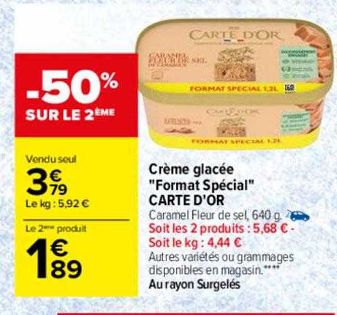 crème glacée "format spécial" carte d'or