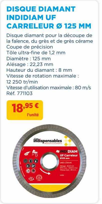 disque diamant indidiam uf carreleur ø 125 mm