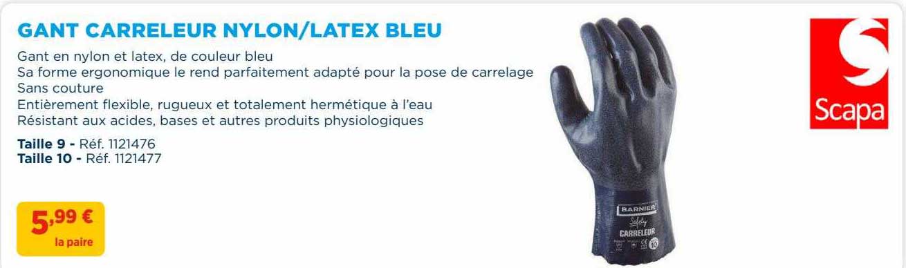 gant carreleur nylon-latex bleu barnier