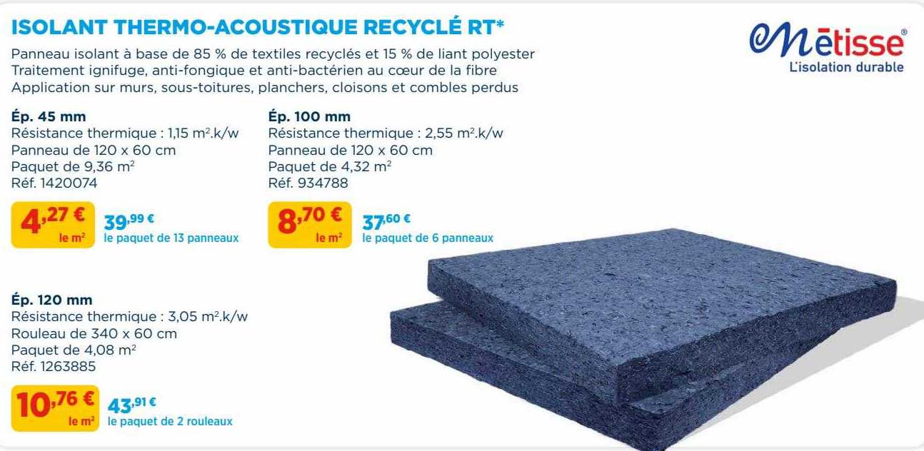 isolant thermo-acoustique recyclé rt métisse