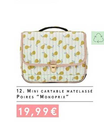 min cartable matelassé poires "monoprix"