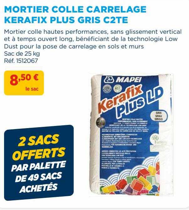 Mortier Colle Carrelage Kerafix Plus Gris C2te Mapei