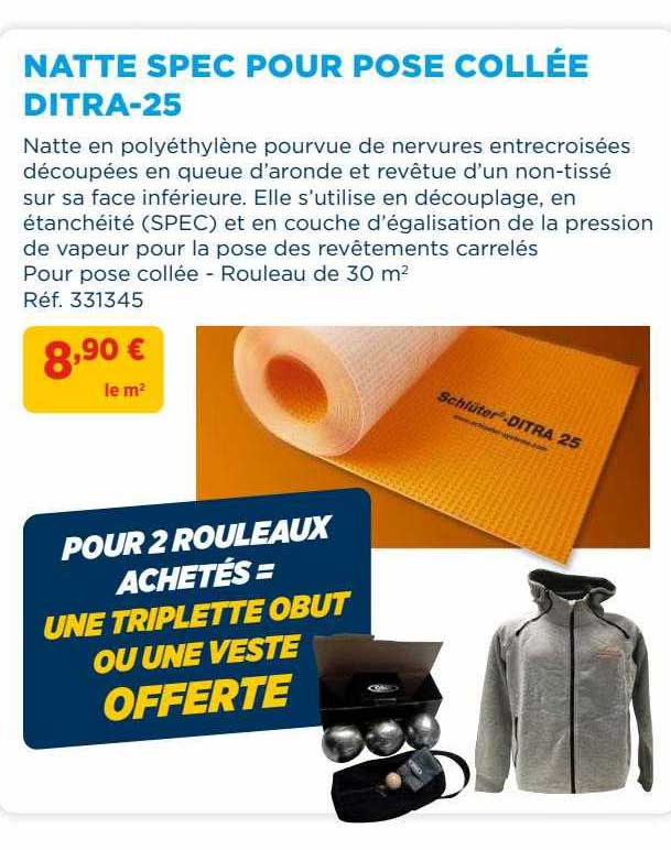 natte spec pour pose collée ditra-25