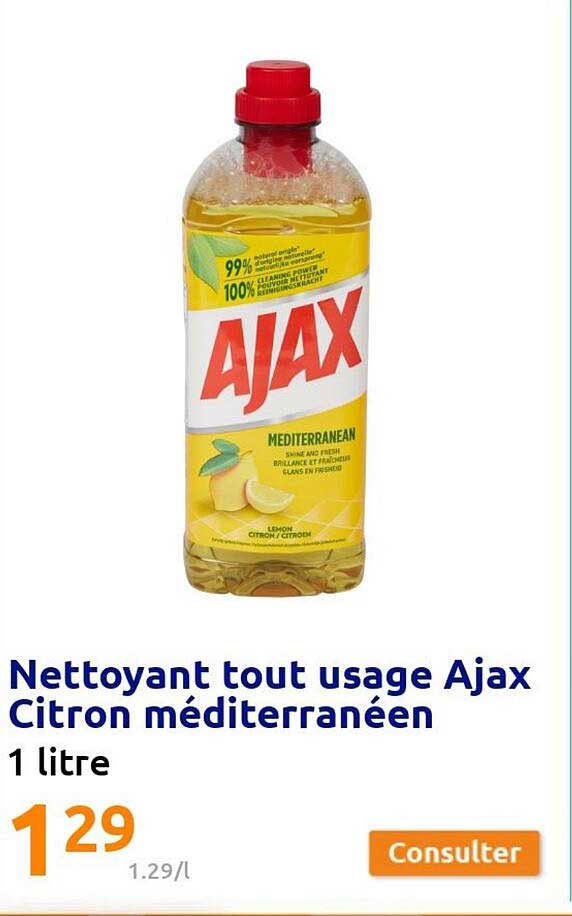 nettoyant tout usage ajax citron méditerranéen