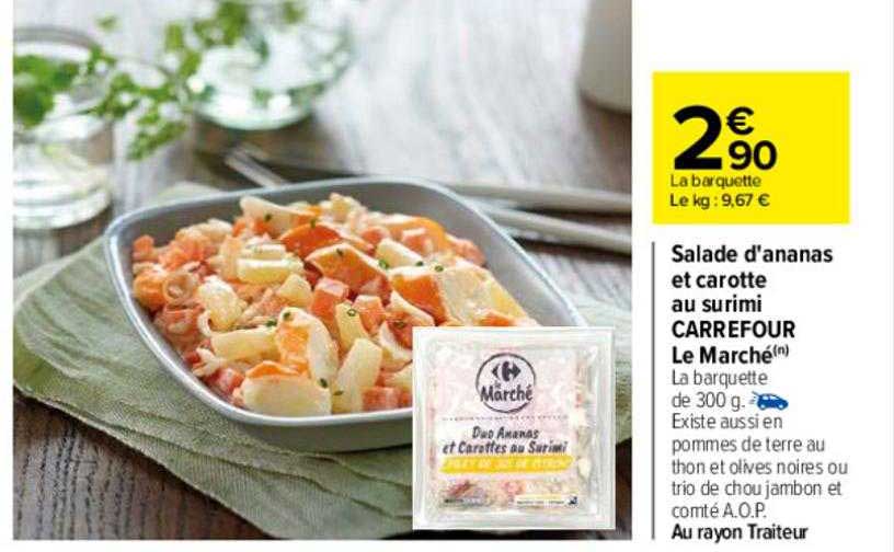 salade d'ananas et carotte au surimi carrefour le marché