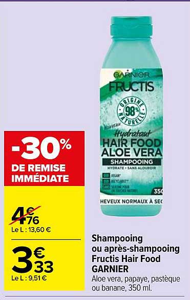 shampooing ou après-shampooing fructis hair food garnier
