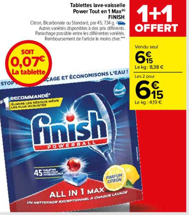 tablettes lave-vaisselle power tout en 1 max finish