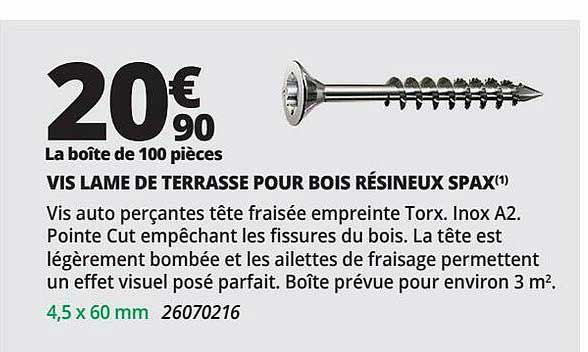 Vis Lame De Terrasse Pour Bois Résineux Spax
