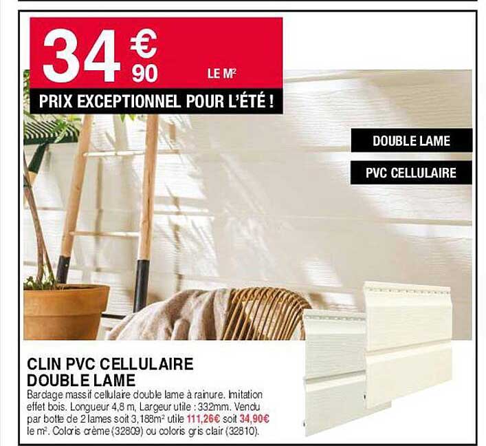 clin pvc cellulaire double lame