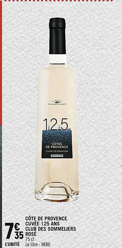 côte de provence cuvée 125 ans club des sommeliers rosé