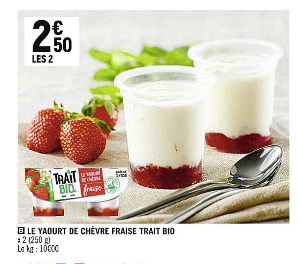 le yaourt de chèvre fraise trait bio