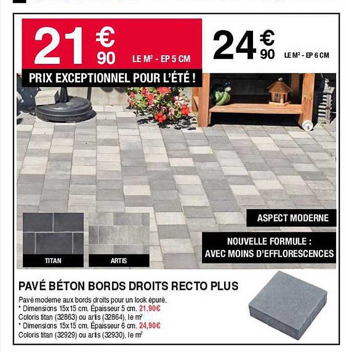 pavé béton bords droits recto plus