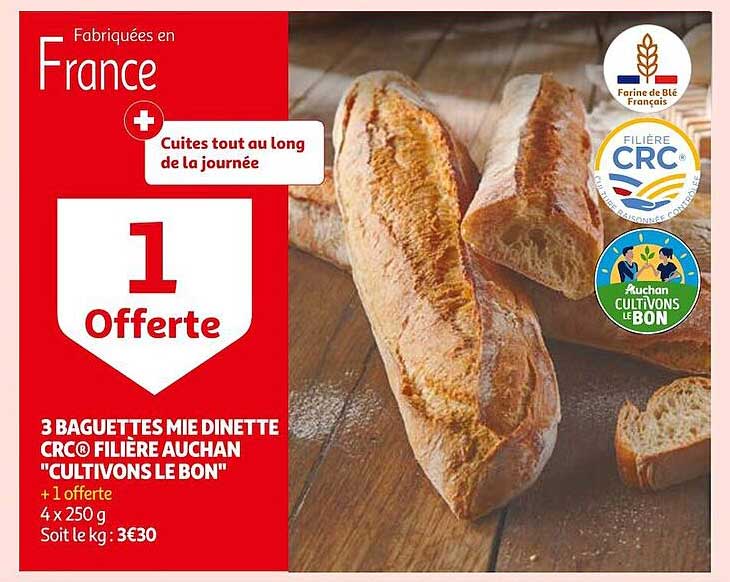 3 baguettes mie dînette crc filière auchan "cultivons le bon"