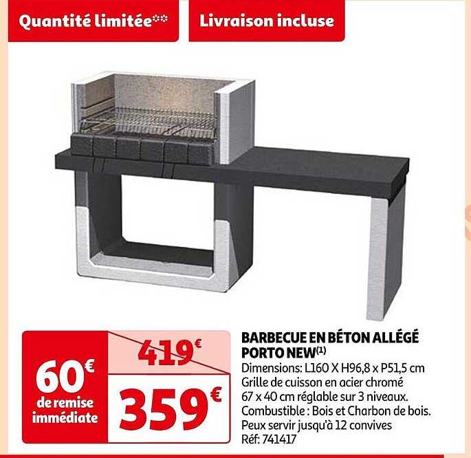 barbecue en béton allégé porto new