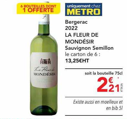 bergerac 2022 la fleur de mondésir sauvignon semillon