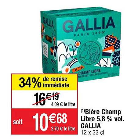 bière champ libre 5.8% vol. gallia