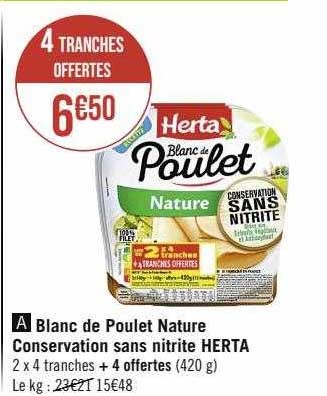 Blanc De Poulet Nature Conservation Sans Nitrite Herta