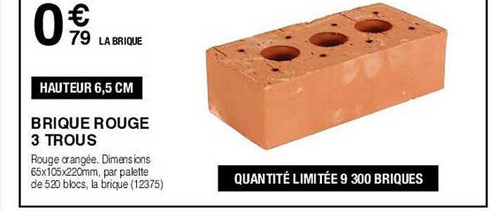 brique rouge 3 trous
