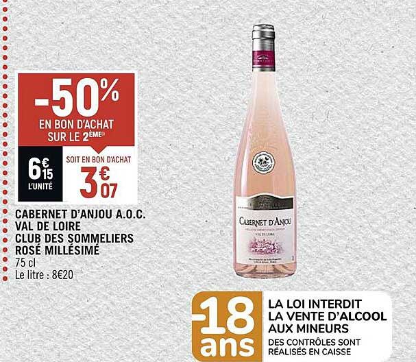cabernet d'anjou a.o.c. val de loire club des sommeliers rosé millésimé