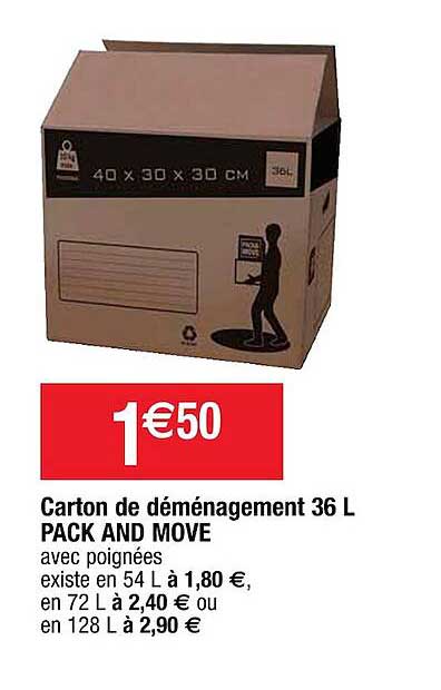 carton de démenagement 36 l pack and move