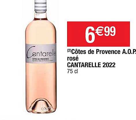 côtes de provence a.o.p rosé cantarelle 2022
