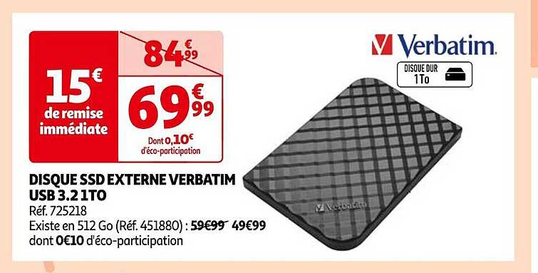 disque ssd externe verbatim usb 3.2 1to
