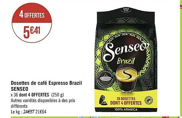 dosettes de café espresso brazil senseo