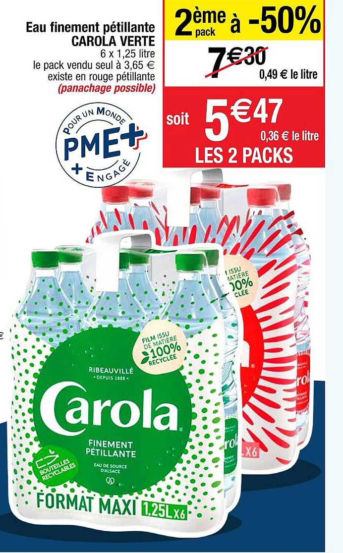 eau finement pétillante carola verte