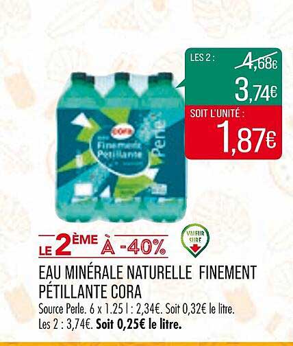 eau minérale naturelle finement pétillante cora