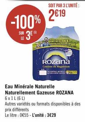 eau minérale naturelle naturellement gazeuse rozana