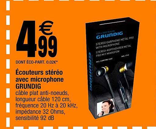 écouteurs Stéréo Avec Microphone Grundig