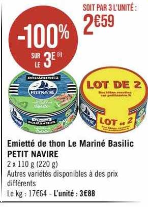 Emietté De Thon Le Mariné Basilic Petit Navire