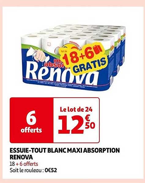 essuie-tout blanc maxi absorption renova